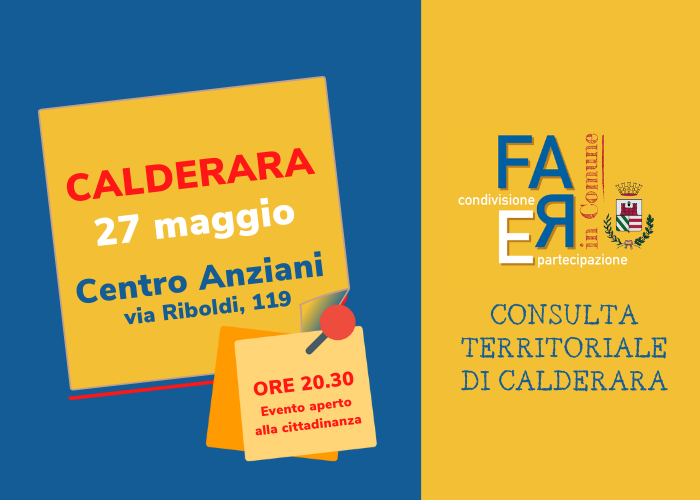 La cittadinanza è invitata a partecipare alla Consulta Territoriale di Calderara.
